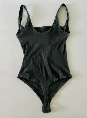SKIMS Deep Sea Green Cotton Rib Bodysuit - L thumbnail 3