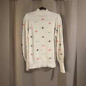 Women's Crown & Ivy Polka Dot Sweater - White with Multicolor Accents thumbnail 2