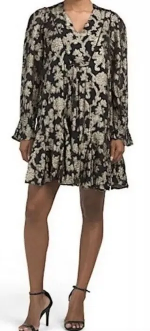 Anthropologie Gold Foil Metallic Tunic Dress Women’s Small thumbnail 1