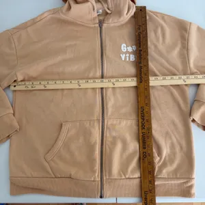 Hippie Rose Good Vibes Full Zip Hoodie and‎ Wide Leg Sweatpants Set Tan Large Loungewear thumbnail 9