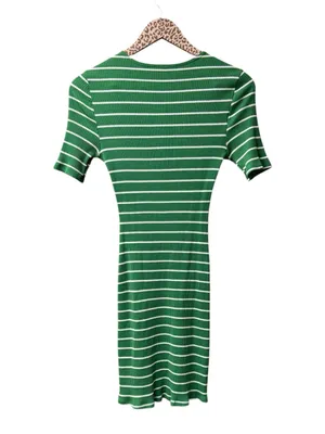 Reformation Jeans Kendy Short Sleeve Knit Sweater Dress Striped Green Small thumbnail 4