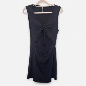 Free People Leila Black Cut-Out Tie Mini Dress M | Indie Night-Out Core thumbnail 3