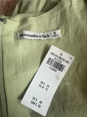 NWT Abercrombie Short Sleeve Skimming Square Neck Short Mini Dress green XL thumbnail 4
