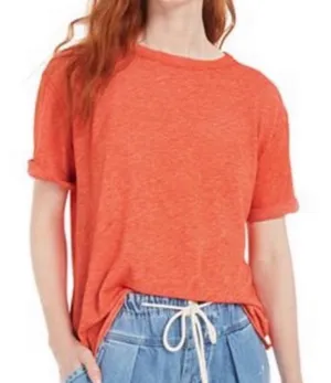 Free People We the Free Cassidy‎ Cuff Sleeve Tee Poppy Sz XS thumbnail 1