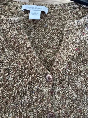 dressbarn Brown Speckled Knit Henley Sweater Large thumbnail 2