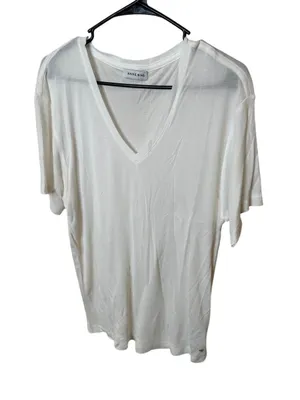 Anine Bing Lili V-Neck‎ Tee White Micromodal Cashmere Blend Short Sleeve Small thumbnail 1