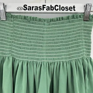 KOCH Erica Shorts Women's Size XS Skirt Skort Pleated Green Pull On Smocked Boho thumbnail 3