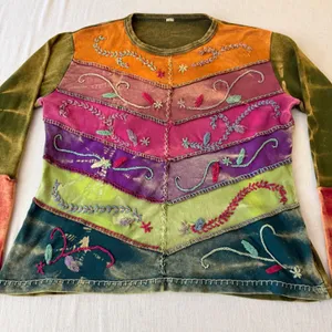 Boho Patchwork Embroidered Tie Dye Top Women's Small Multiple thumbnail 11