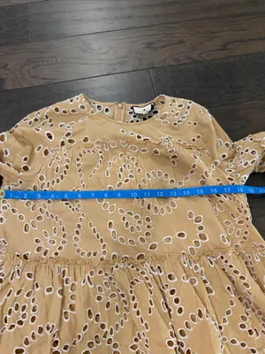 Tuckernuck Tan and White Eyelet Top Sz M thumbnail 6