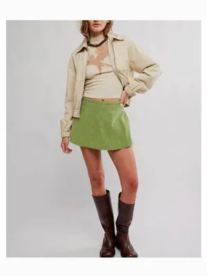NWOT FREE PEOPLE X We The Free Paradise Found Suede Skort Going Green pocket XS thumbnail 2