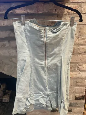 Denim Strapless Mini Dress Blue Size 6 thumbnail 4