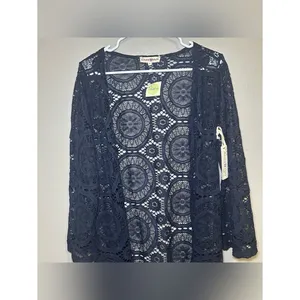 New Altar’d State Blue Crochet Knit Boho Kimono Cardigan Women’s Size Large thumbnail 2