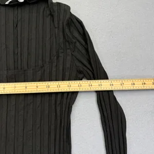 Reformation Black Ribbed Cutout Mock Neck Maxi Dress Size Medium M Long Slv‎ thumbnail 4