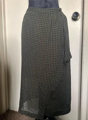 MNG by Mango plaid midi skirt with ruffle detail thumbnail 1