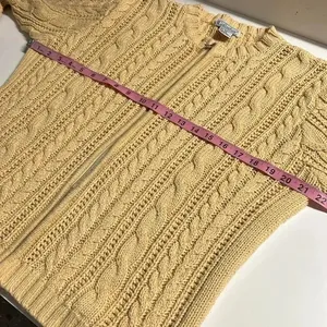 Vintage Gallagher cable knit cardigan zip sweater ramie cotton fisherman grandpa thumbnail 7