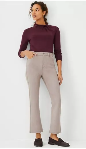 Ann Taylor Elegant Tan Faux Suede Boot Cut Pants. Size-0P thumbnail 1