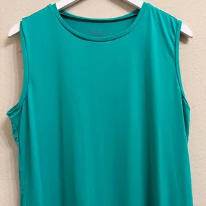 Athleta Sunlover UPF 50+‎ Sleeveless Mesh Hem Teal Green Medium 420736 thumbnail 3