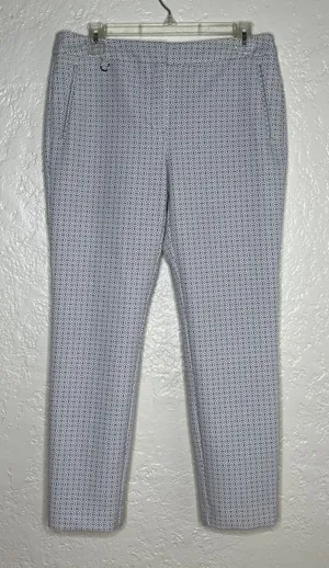 Adrianna Papell Women's Kate Ankle Slim Leg Pants Gray White‎ Geometric Sz 8 thumbnail 1