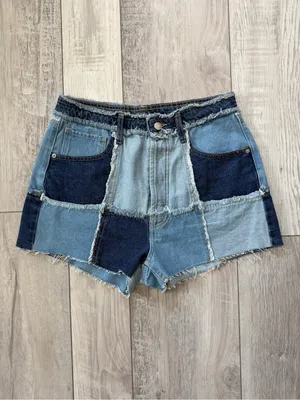 Wild Fable Highest Rise Denim Patchwork Cutoff Jean Shorts size 8 (28/29) thumbnail 3