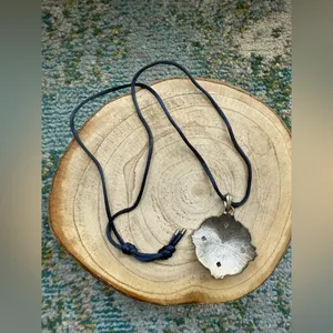 Vintage silver medallion cord necklace thumbnail 6