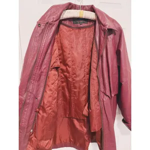 Vintage Y2K Phase Two Leather Jacket Coat 2X Red Trench Grunge Retro 90s Biker thumbnail 7