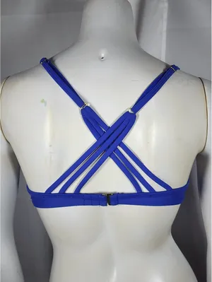 California Sunshine Blue Push Up Bikini Top with Strappy Back Detail Size S thumbnail 6