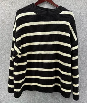 H&M oversized striped knit sweater black and white medium thumbnail 1