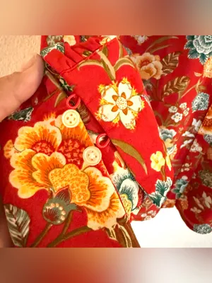Loft Womens Shirt Blouse Red Floral Button Up Long Sleeve Size Medium thumbnail 9