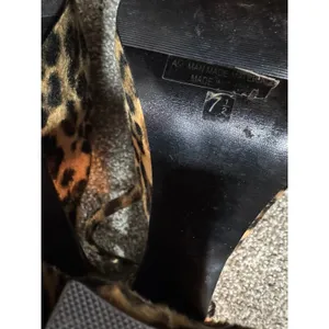 Too Sexy Leopard Print Faux Fur Platform Block Heels Ankle Strap Pumps 7.5 thumbnail 6
