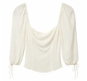 Reformation Ivory Smocked Back Blouse Size 6 thumbnail 1