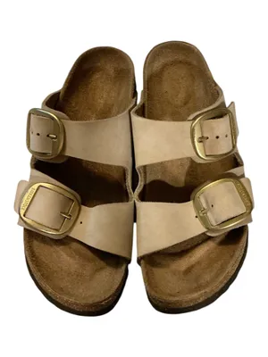 Birkenstock Arizona Big Buckle Nubuck Leather Sandals - Almond/Gold thumbnail 2