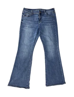 American Eagle Womens 16 Regular Kick Boot Super Stretch Blue Denim Jeans thumbnail 1