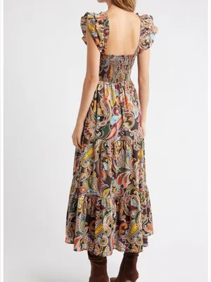 Love the Label Anthropologie Lindsey print ruffle maxi dress paisley S liberty thumbnail 7