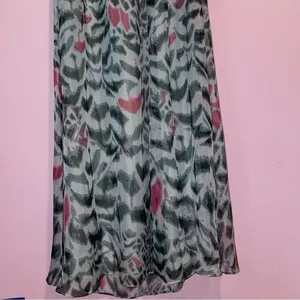 Erin Maxi Dress Women Size 8 Halter Sheer Overlay Abstract Print Preppy Sundress thumbnail 4
