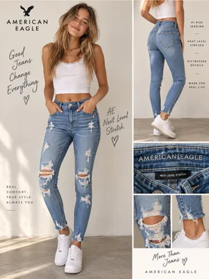 American Eagle Women’s Next Level Stretch Hi-Rise Jegging Distressed Jeans thumbnail 2