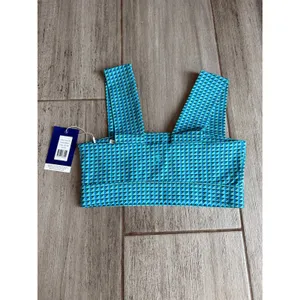Addison Bay Moravian Sports Bra Teal Geo Longline Active Gym Womens XS NWT thumbnail 5