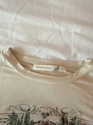 Altar’d State Floral Tan Graphic T-Shirt Size Small thumbnail 3