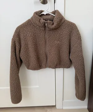 SKIMS Sherpa Teddy cropped zip up thumbnail 1