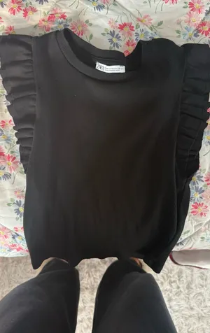 ZARA Tank Top Black Ribbed thumbnail 1