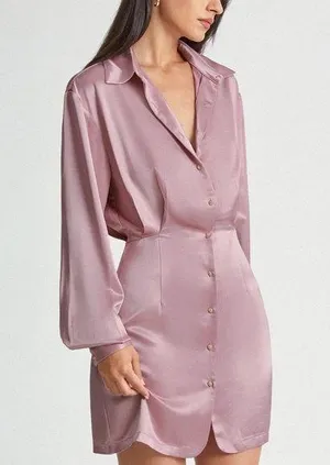 Commense Blush Satin Shirt Dress thumbnail 1