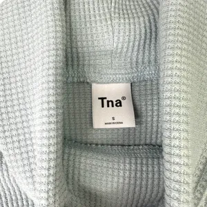 Aritzia TNA Rosedale Powdered Blue Waffle Knit Thermal Turtleneck Pullover Top thumbnail 5