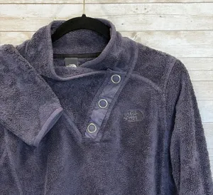 The North Face Womens L Pullover Osito Fleece Asymmetrical Snap Purple Outerwear thumbnail 1