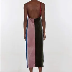Drifter Dress Velarium Velvet Slip Color Block Strappy maxi Red Maroon Blue thumbnail 4