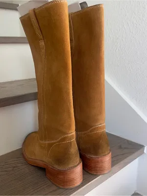 Free People Blaze Pull On Riding Boot in Toffee Suede thumbnail 8