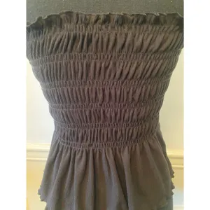 Altar'd State Black Smocked Peplum Tie-Strap Tank Top Size M Made in USA thumbnail 4
