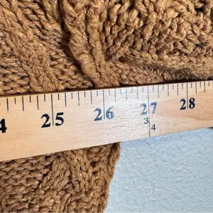 Free People Brown Cable Knit Chunky Oversized Sweater Womens L Fall Cozy Classic thumbnail 4