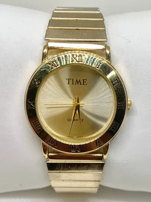 Time women’s watch gold tone 33mm quartz analog stretch band size 6.5” running thumbnail 1