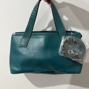 Fossil Sedona Saddle Leather Green Crossbody Handbag‎ Purse Vintage 13x7” O thumbnail 2
