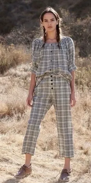 The Great Gunny sack Plaid Paperbag Waist Cropped Pants - Black & White size 1 thumbnail 1