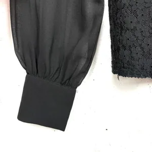 Tuckernuck Lace High Neck Sheer Balloon Sleeve Blouse Sheer Black Size Small thumbnail 11